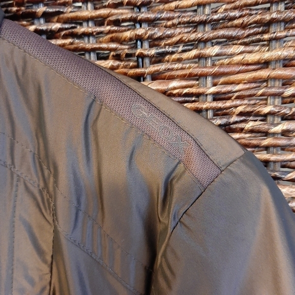 Geox Respira Women's 8 Bronze Jacket Shimmery Quilted Belted Coat Brown Italy - Picture 6 of 15
